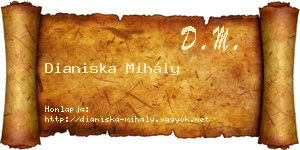 Dianiska Mihály névjegykártya