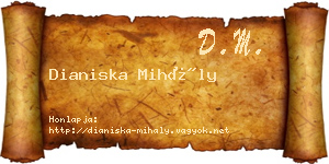 Dianiska Mihály névjegykártya